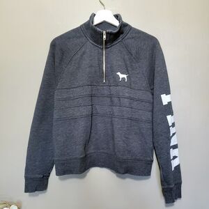 Pink Victoria Secret Sweatshirt Size Small Gray 1/4 Zip Pullover Logo 2017